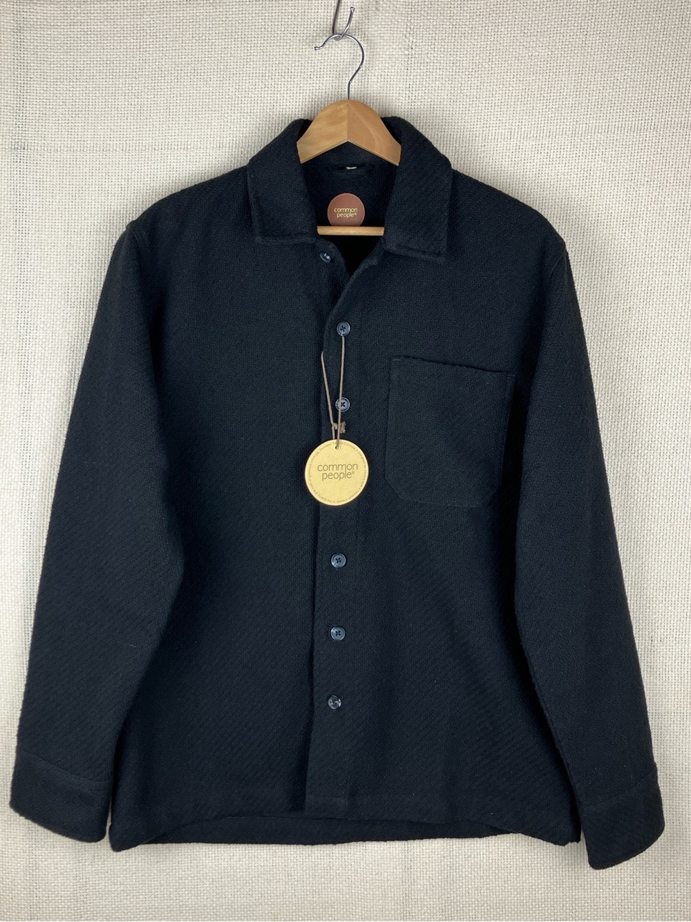 Common People Granby Shirt Black Shacket Button Down Overshirt Textured
